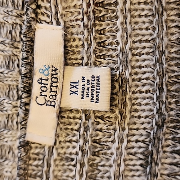 Croft & Barrow Woman Girl Junior Plus Size XXL grey white sweater lightw… - Picture 3 of 5